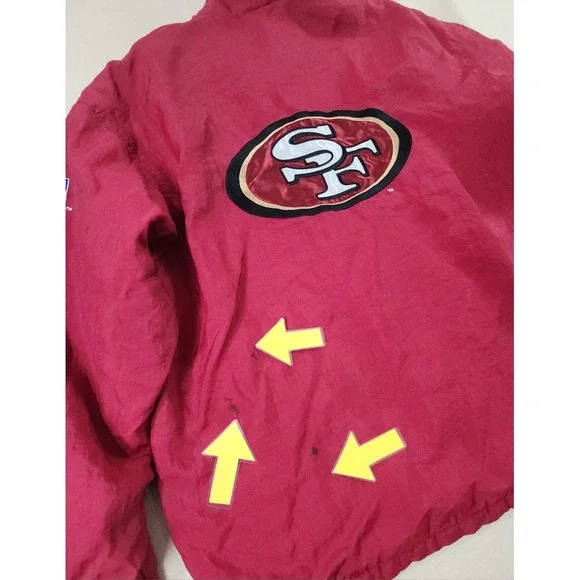 Vintage San Francisco 49ers Pro Line Starter Jacket Hooded NFL L Red Nylon Lined